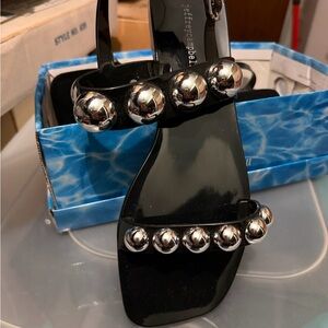 Jeffrey Campbell Black jelly silver large studded Sandals size 10